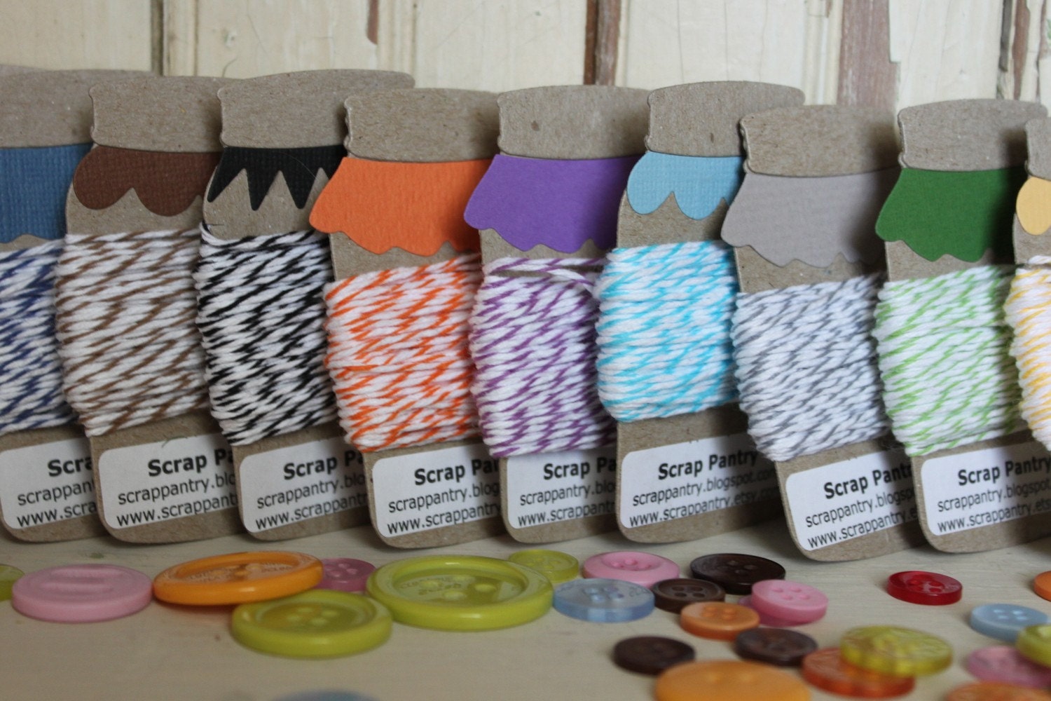 Shipping 2.00 Divine Twine Baker's Twine bulk lot of 100 total yards - Blue,Red,Black,Brown,Orange,Yellow, Aqua,Grey,Green & Purple