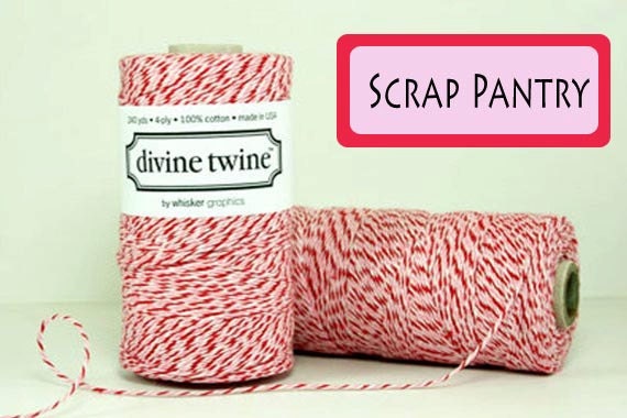 Bakers Twine-  Pink - Red- White -Valentines Day Divine Twine - NEW Peppermint Holiday Divine Twine 100 yards Ready for your projects
