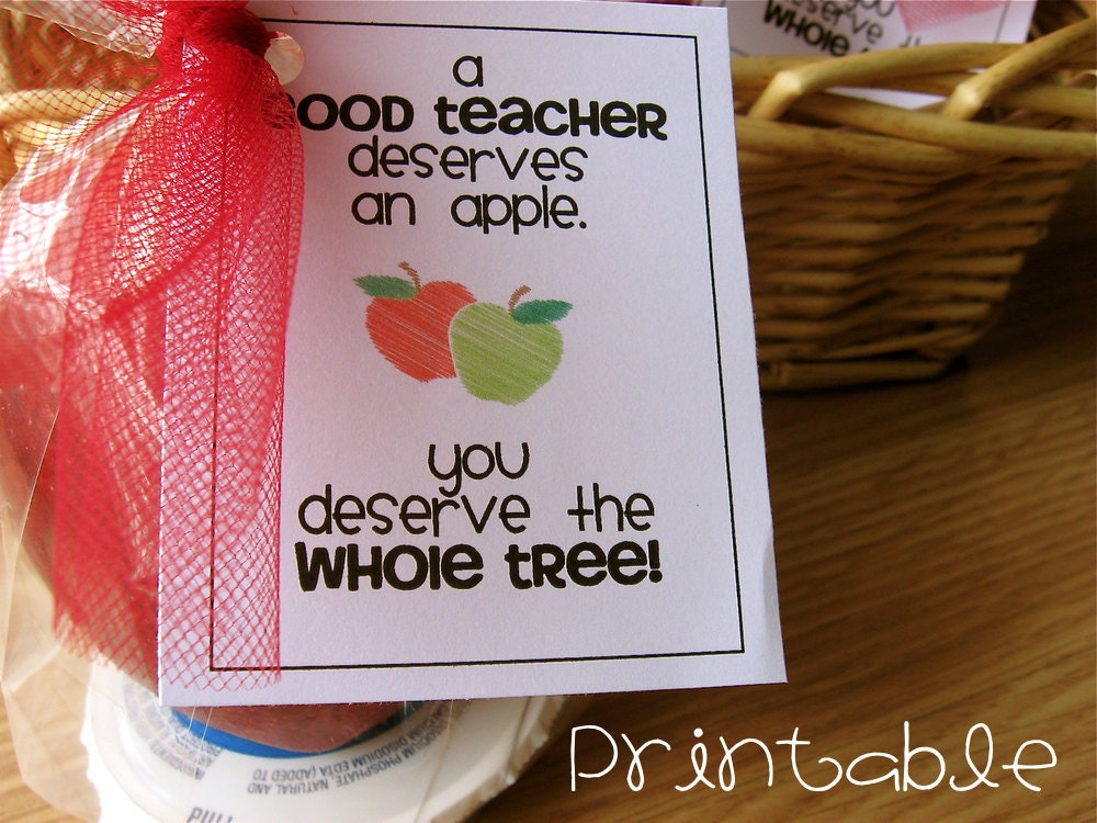 Printable- PDF- Apple for the Teacher- Teacher Appreciation Idea