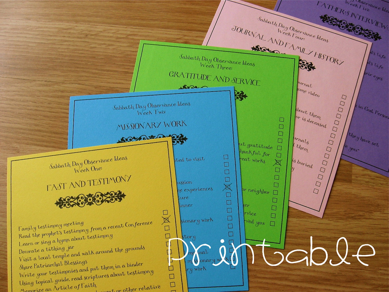 Printable- PDF- LDS Sabbath Day Observance Idea