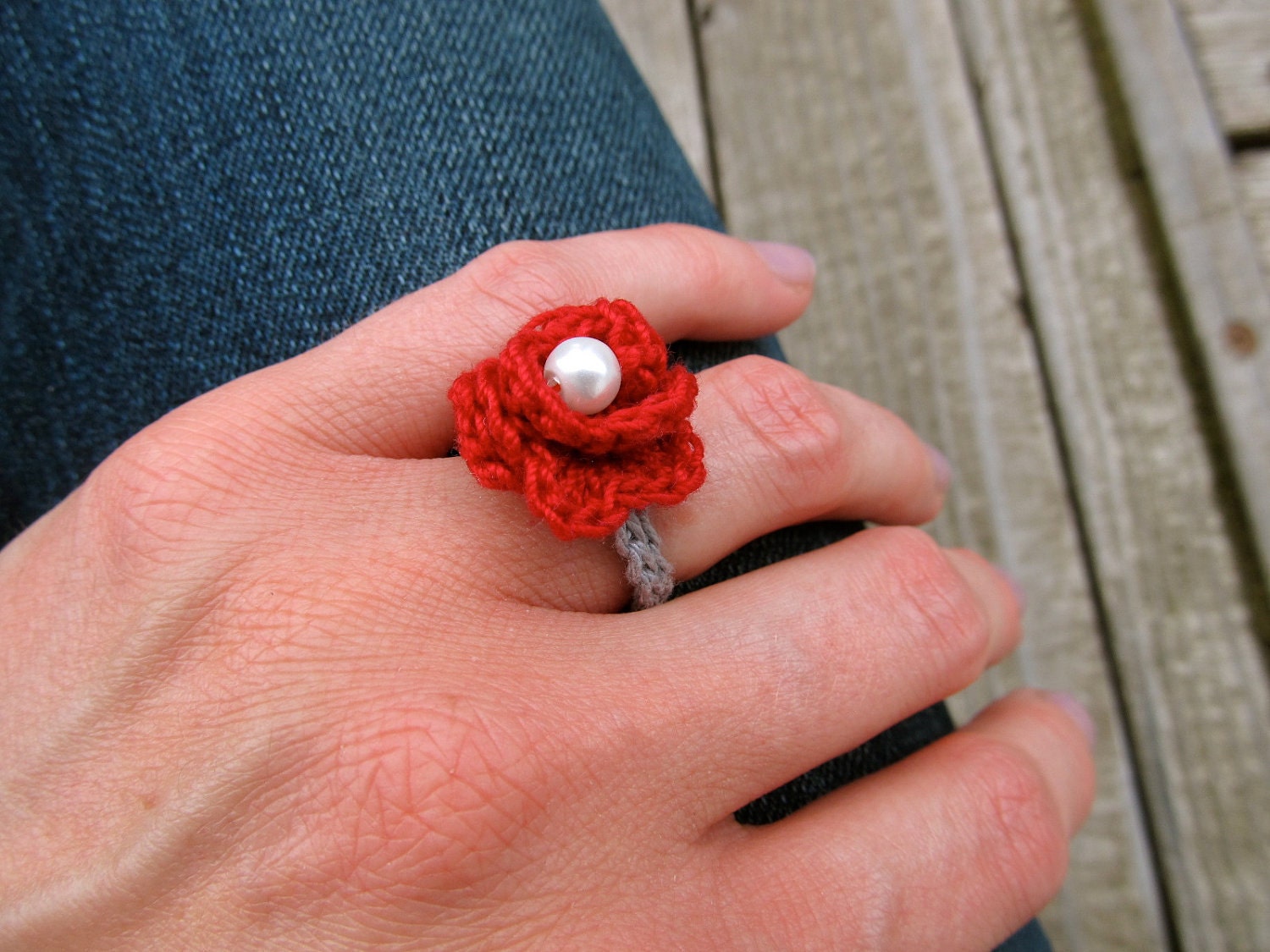PATTERN- PDF- Lovely Rosette Ring- Crochet