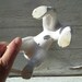 Vintage Sonsco porcelain poodle figurine, statue, white, hand painted details, 1950s, Japan, dog, puppy