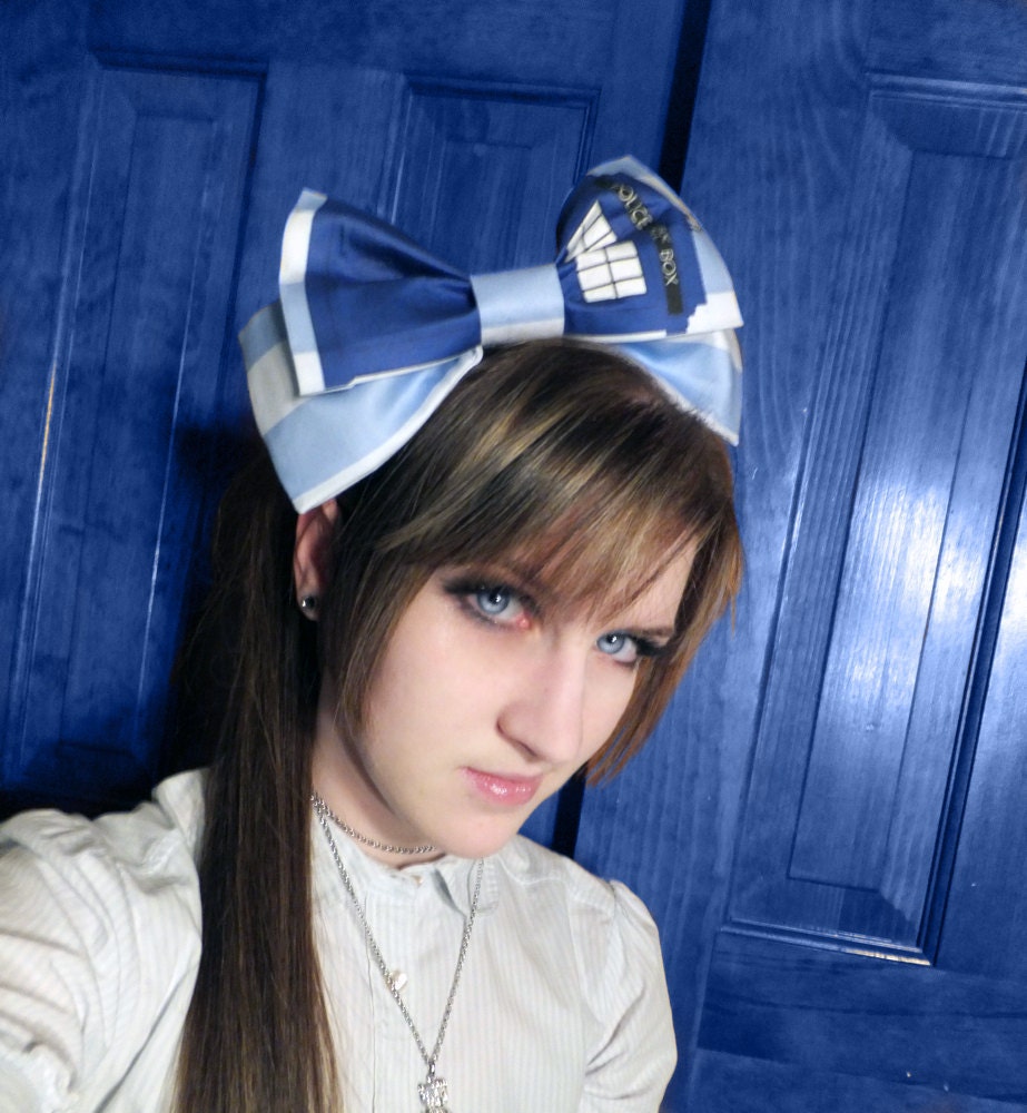 Tardis Bow Tie- Custom designed fabric, custom made