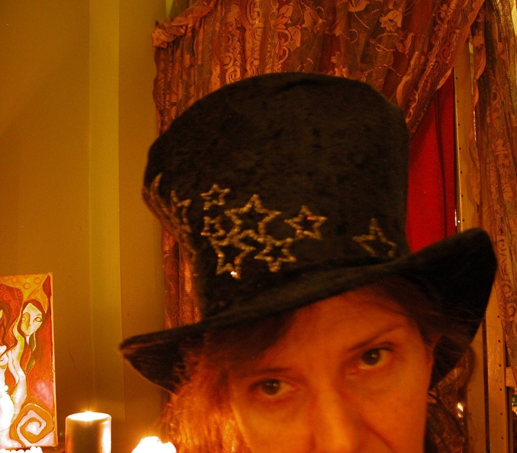 Black Velvet Wizard Top Hat
