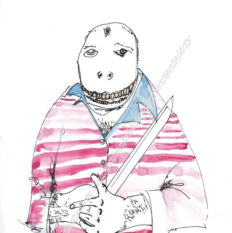 Striped Man - Original artwork 8 x 10 print