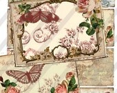 Paris Butterfly backgrounds -  aceo - altered art - atc - digital collage sheet - scrapbooking - crafts