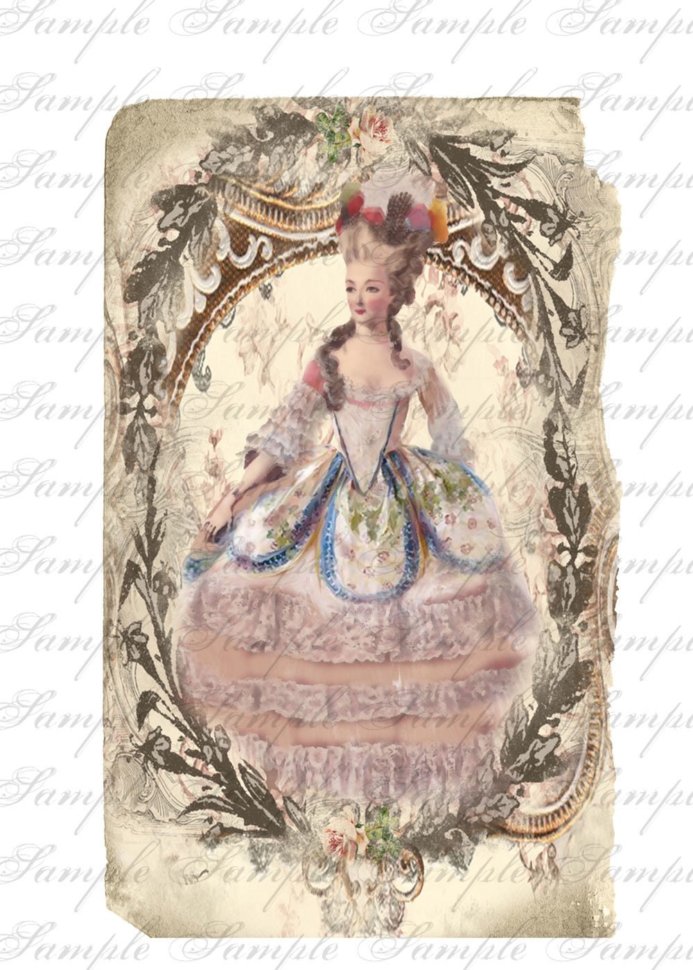 Marie Antoinette Romantic digital collage sheet NO 32 -ACEO - altered art - scrapbooking - Large print - book covers