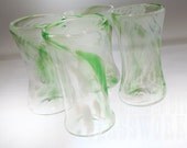 Green & White Swirl  - Set of Four Glasses - Unique Gift - Available in any color.