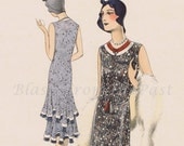 1930s Vintage ART DECO Lithograph, Creations de Paris "Modele Frivoline', Oversized, Perfect for Framing, Haute Couture, Fashion
