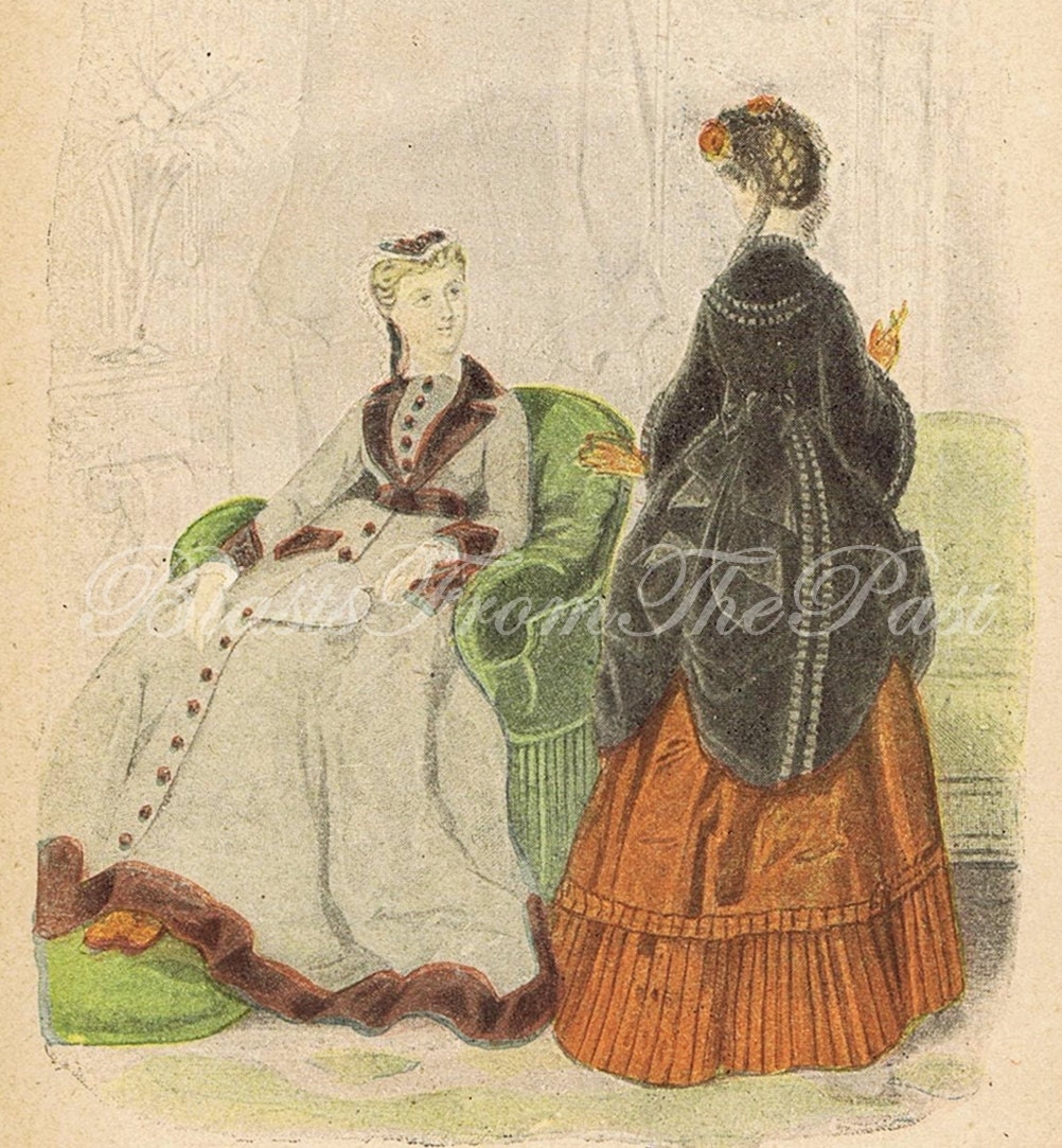 1896 RARE Two Sided Parisian Fashion Etching, Pl 1869-1870, Gorgeous, Perfect for Framing, Victorian, Stunning, Classic