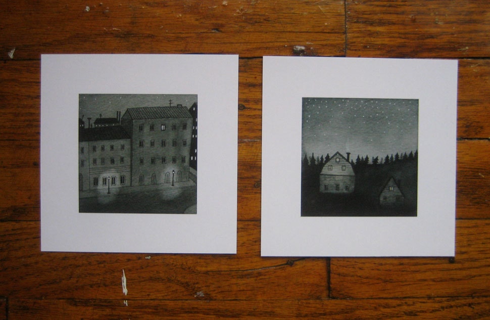 city night / country night mini print set