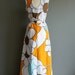 70s Hippie Flower Power Sleeveless Maxi Cotton Sears Dress (M-L)