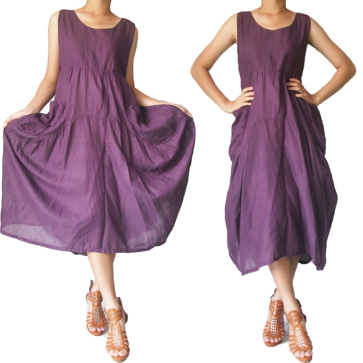 SALE 30% off - Balloon Purple Long Dress