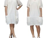SALE 30% off - White Cotton Short Dress XL to 3X