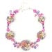 Floral Lampwork Bracelet, Glass Flower Bracelet, Glass Bead Bracelet, Pink Violet Floral Bracelet, Beaded Bracelet, Beadwork Bracelet
