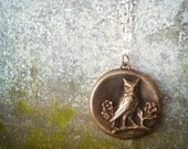 Owl Necklace. Goddess of Wisdom. Recycled Bronze Pendant. Sterling Silver Chain. Woodland Chic Jewelry