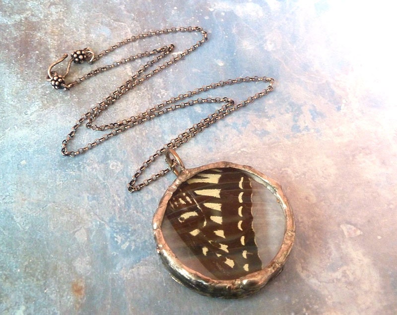 Real Butterfly Wing Pendant Necklace. Black Swallowtail. Butterfly Wing Boho  Jewelry