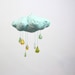 Chevron Rain Cloud Mobile - Modern Nursery Decor - in dusk blue, yellow, teal, apple green, and white fabric