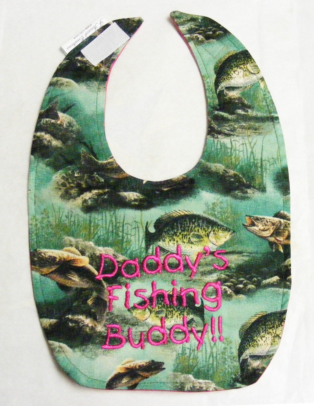 Daddy's Fishing Buddy - Small Baby Bib - Hot Pink
