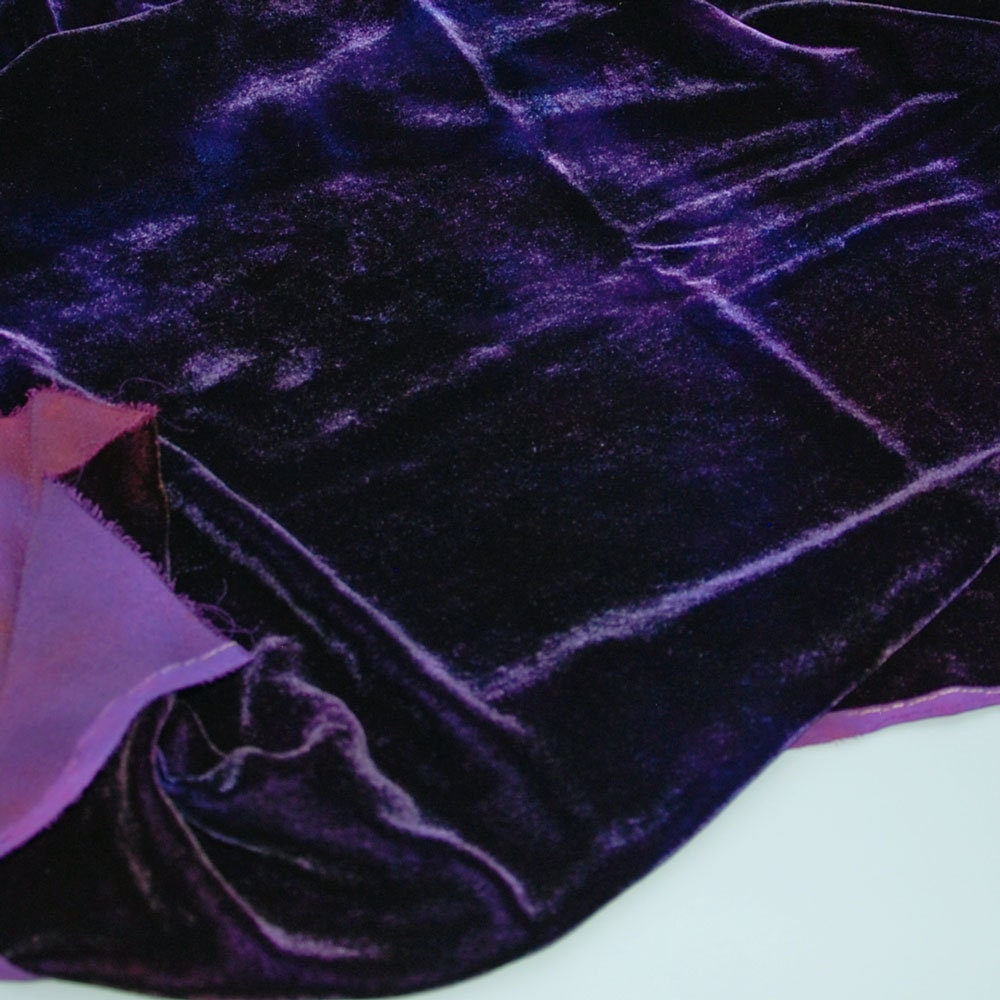 Velvet, hand-dyed silk-backed rayon velvet, Dark Purple