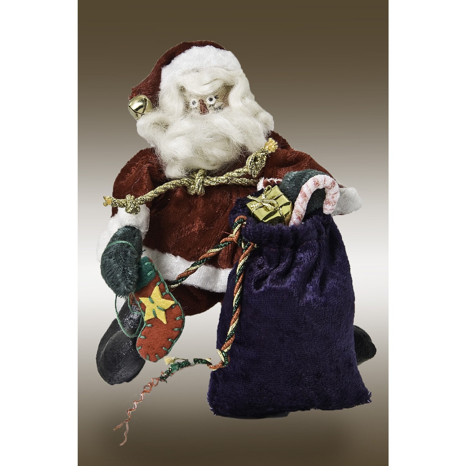 PATTERN for Mini Santa Art Collectible Rag Doll with Secret Pocket Gift Bag