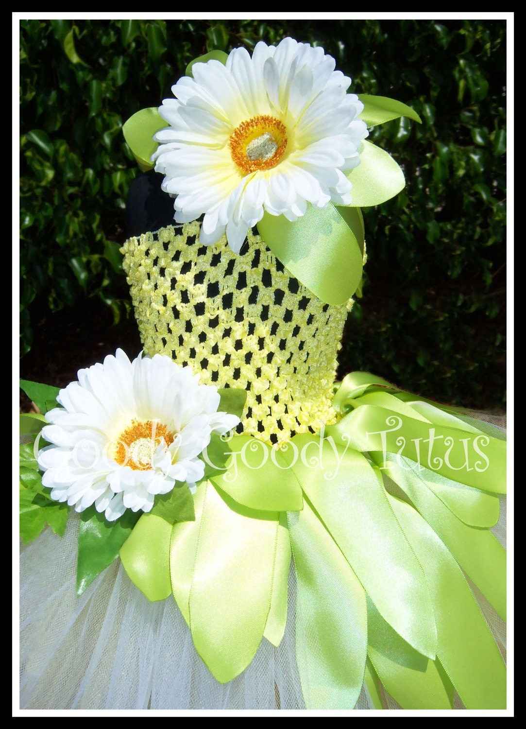 FROGGY PRINCESS Tiana Inspired Crocheted Tutu Dress with Matching Flowered Headband - Small 12/18mos