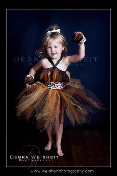 CAVEGIRL CUTIE Tutu Dress with Fur Belt, Wrist Cuffs and Glittery Bone Hairclip