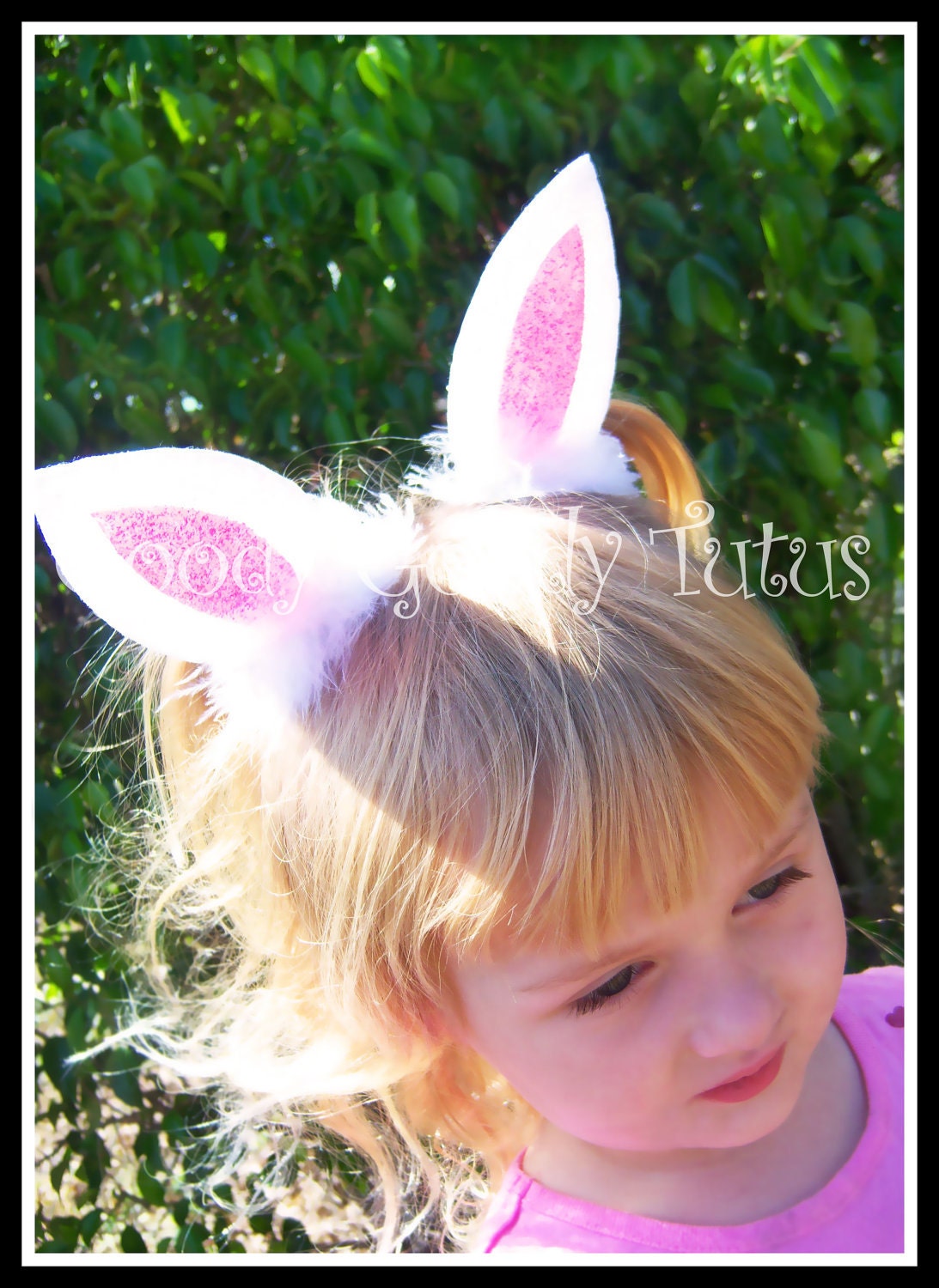 BUNNY EARS Glittery Felt Bunny Ear Hair Clips with Fluffy Maribou Trim