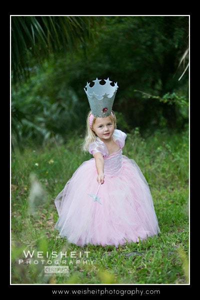 GOOD LITTLE WITCH Glinda Inspired Tutu Set with Ultra Full Tutu, Beaded Corset Top, Crown and Wand