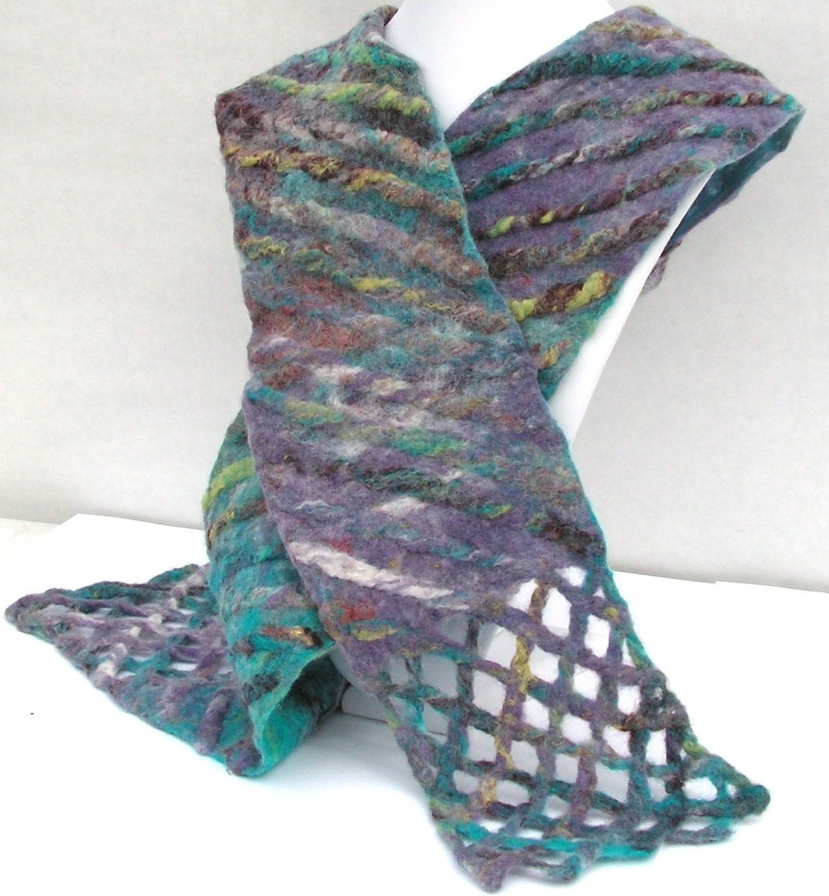 Nuno Felted Scarf - Lattice Work - One Of A Kind