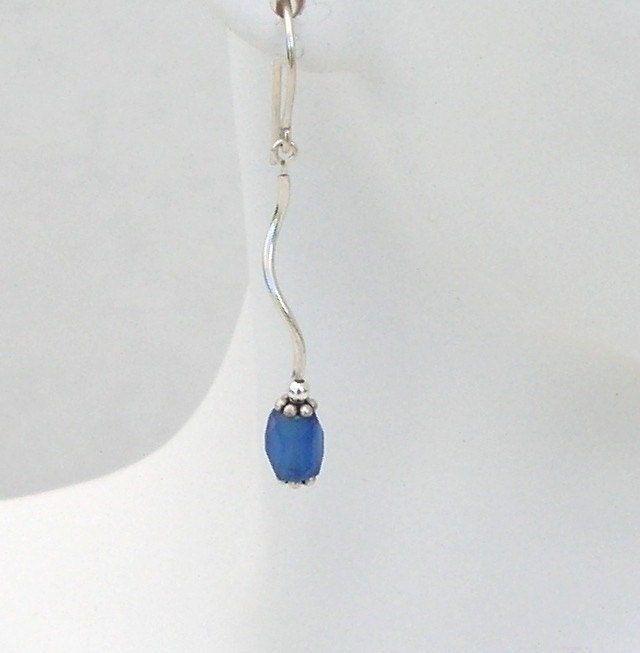 Earrings with a Twist -  Antique Faceted Russian Blues, 1800's