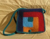 Log Cabin Felted Purse - messenger style bag Kit, - includes yarn, needles, pattern, markers, tapestry needle - everything you need