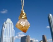 Citrine Point Necklace, Wrapped in Gold Brass