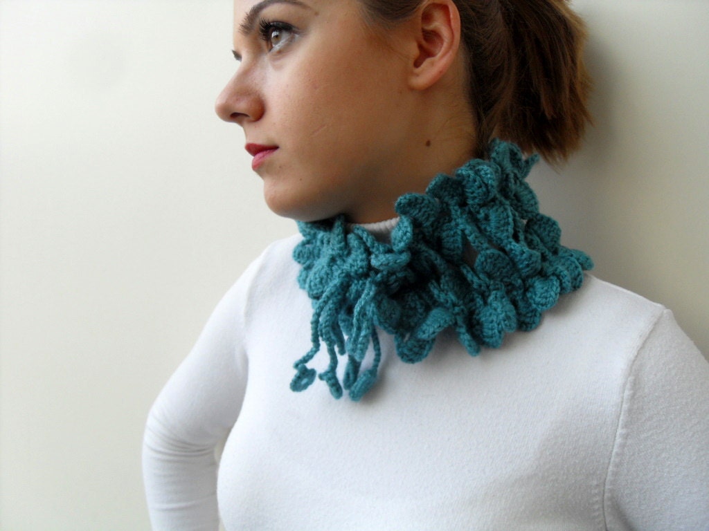 Teal Green Neckwarmer, Scarf, Fall Fashion,Romantic TeamT