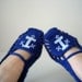 Sailor Home Slippers Anchor Sea - Navy Blue And White Slippers Winter Washion Hand Embroidered Crochet Slippers