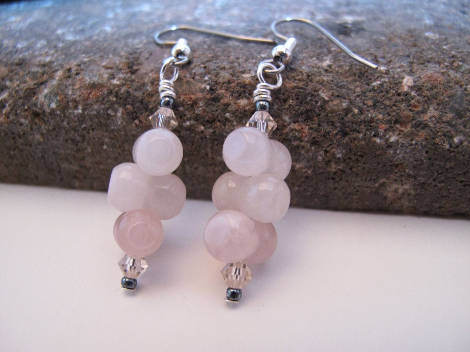 ON SALE - Earrings - Rose Quartz Hugs and Kisses