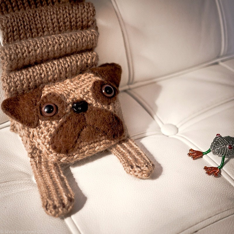 Pigskin the pug - animal scarf - MADE TO ORDER