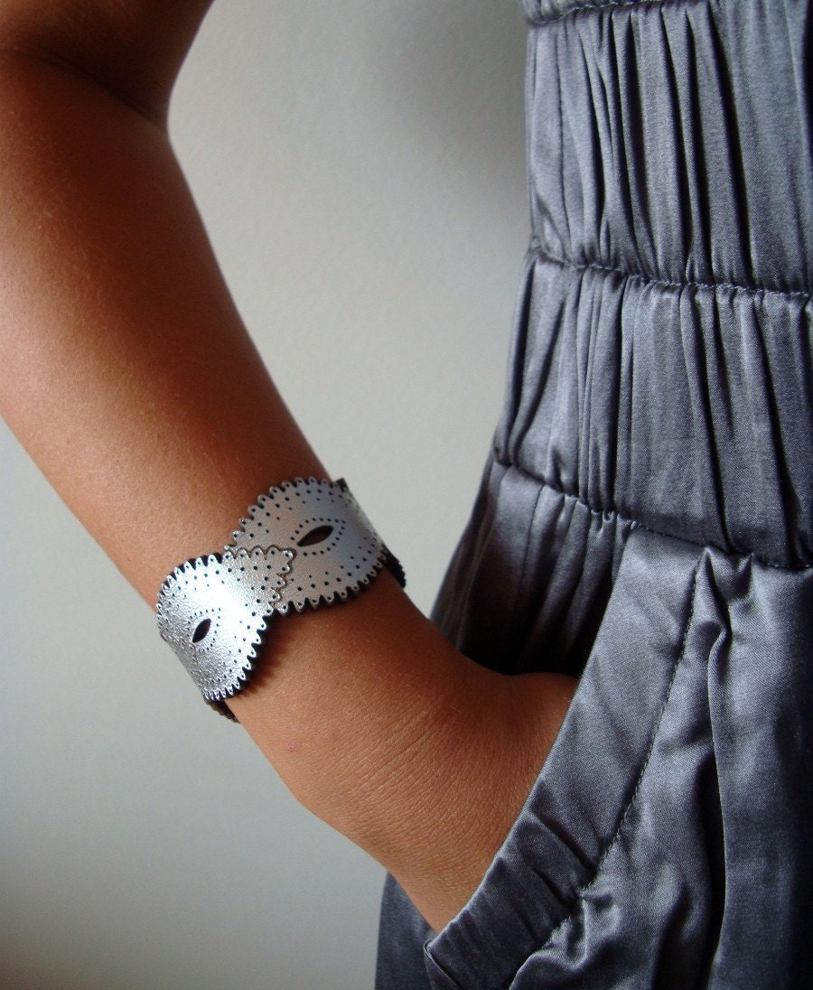 Silver Leather Braid Cuff