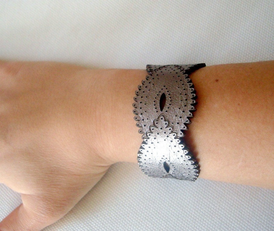 Silver Leather Braid Cuff