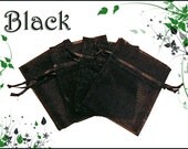 10 5x8 Sheer Black Organza Bags - Great for Party/ Shower favors- Sachets