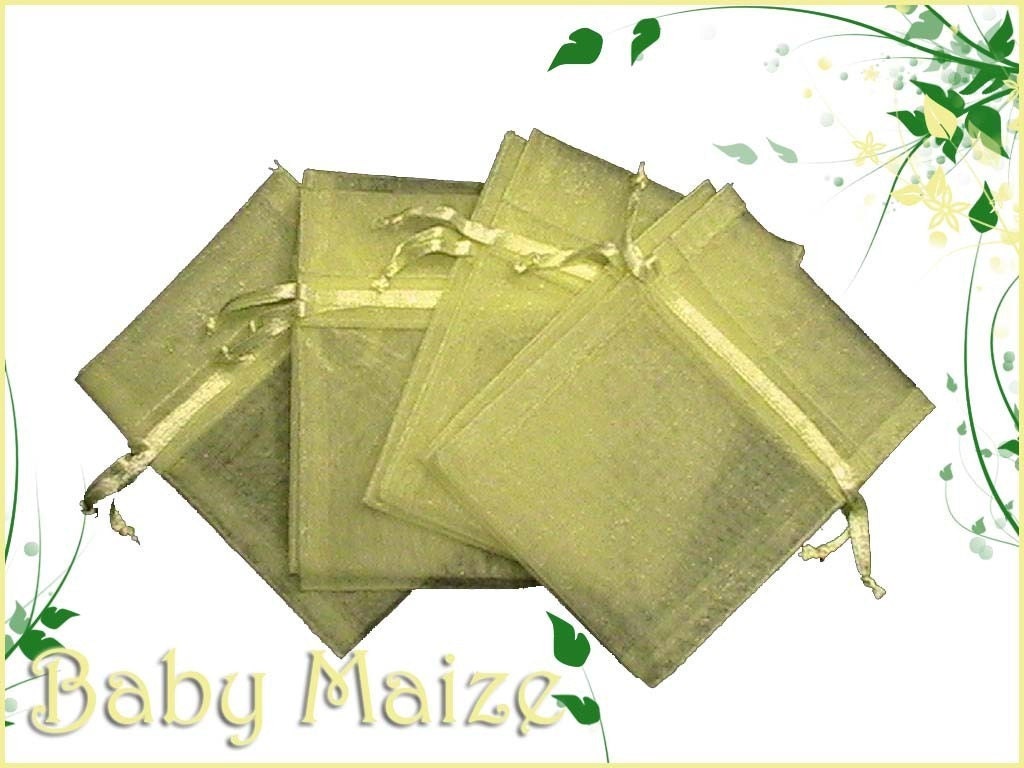 10 6x9 Baby Maize/ Yellow Organza Bags - Great for Party/ Shower favors- Sachets