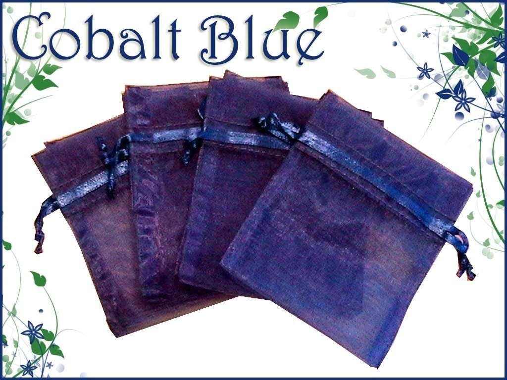 30 4x6 Sheer Cobalt/ Royal Blue Organza Bags - Great for Party/ Shower favors- Sachets