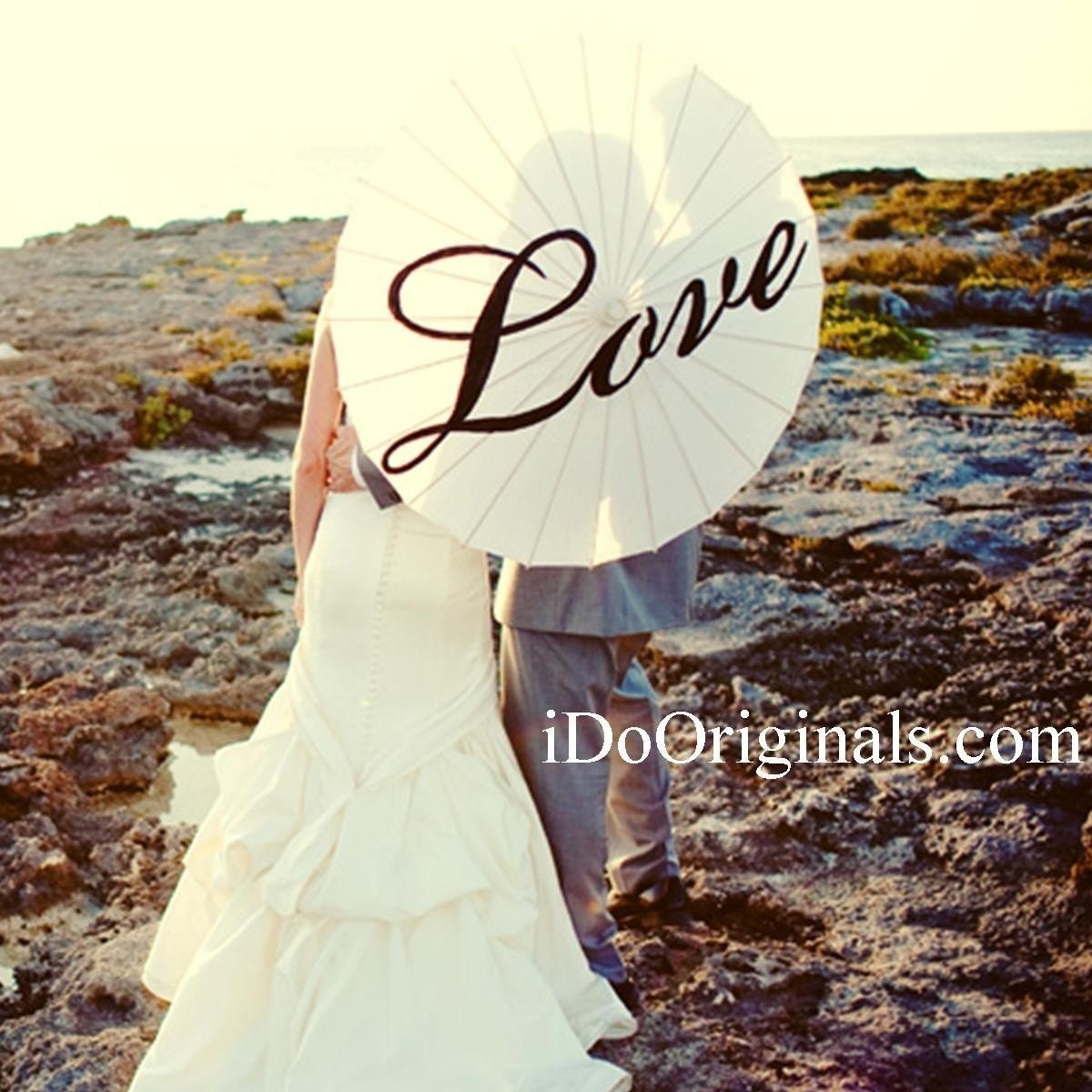 Ready to ship- Hand-Painted  Wedding Love  Parasol- As Seen In Bella Magazine