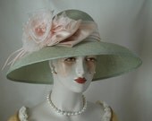 Couture Ladies Kentucky Derby Straw Hat, Soft Green