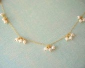 Pearl Clusters Gold Filled NecklaceBridesmaids Jewelry, Bridal Jewelry