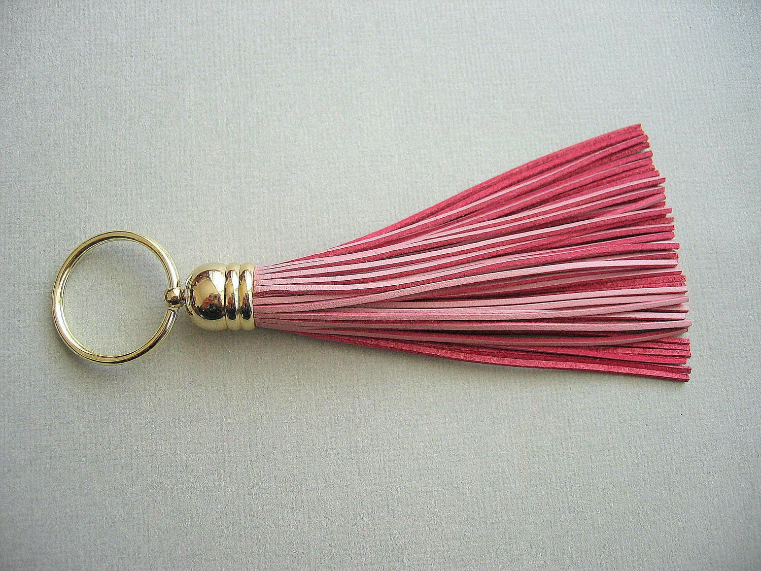 Pastel Pink Leather Tassel Key Chain, Fringe,Valentine Gift