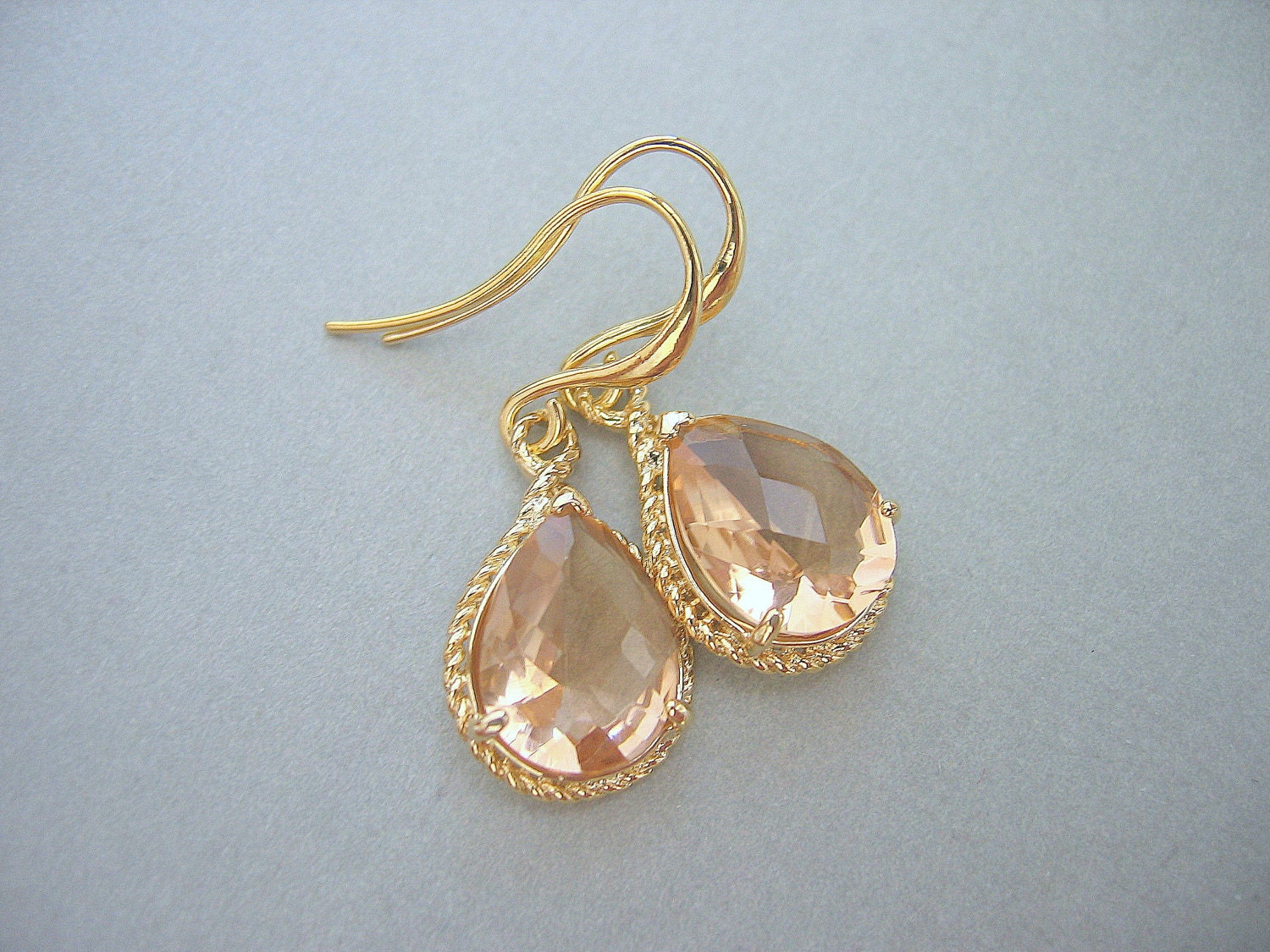 Rosaline, Peach, Champagne Earrings, mother's day jewelry, Bridesmaids Jewelry, Bridal Jewelry