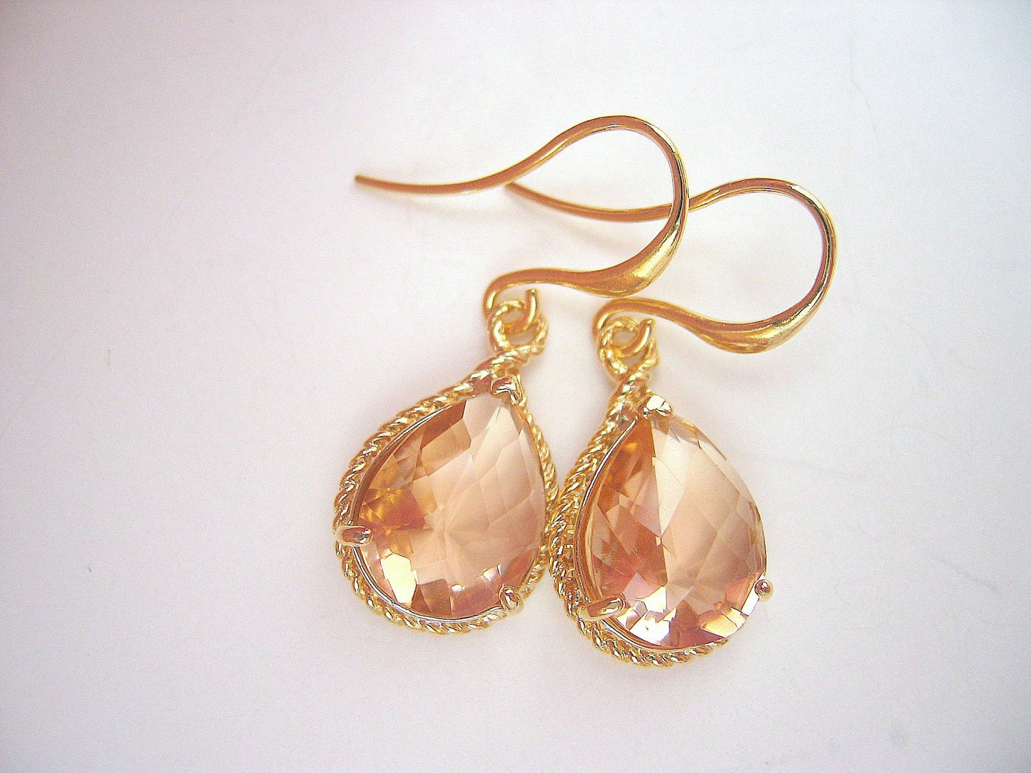 Rosaline, Peach, Champagne Earrings, mother's day jewelry, Bridesmaids Jewelry, Bridal Jewelry