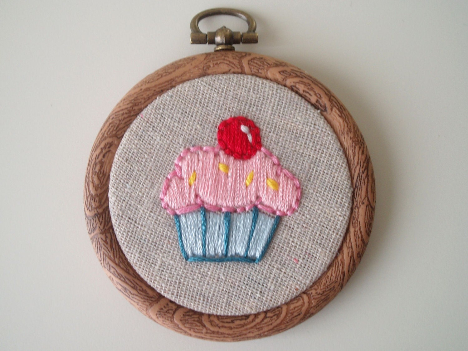 Cupcake Embroidered Hoop Art - 3 inch