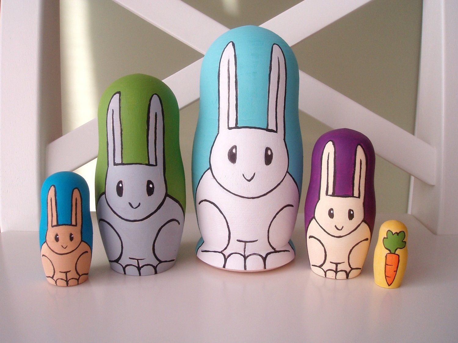 Rabbit Nesting Dolls - Set of 5 - Made to Order